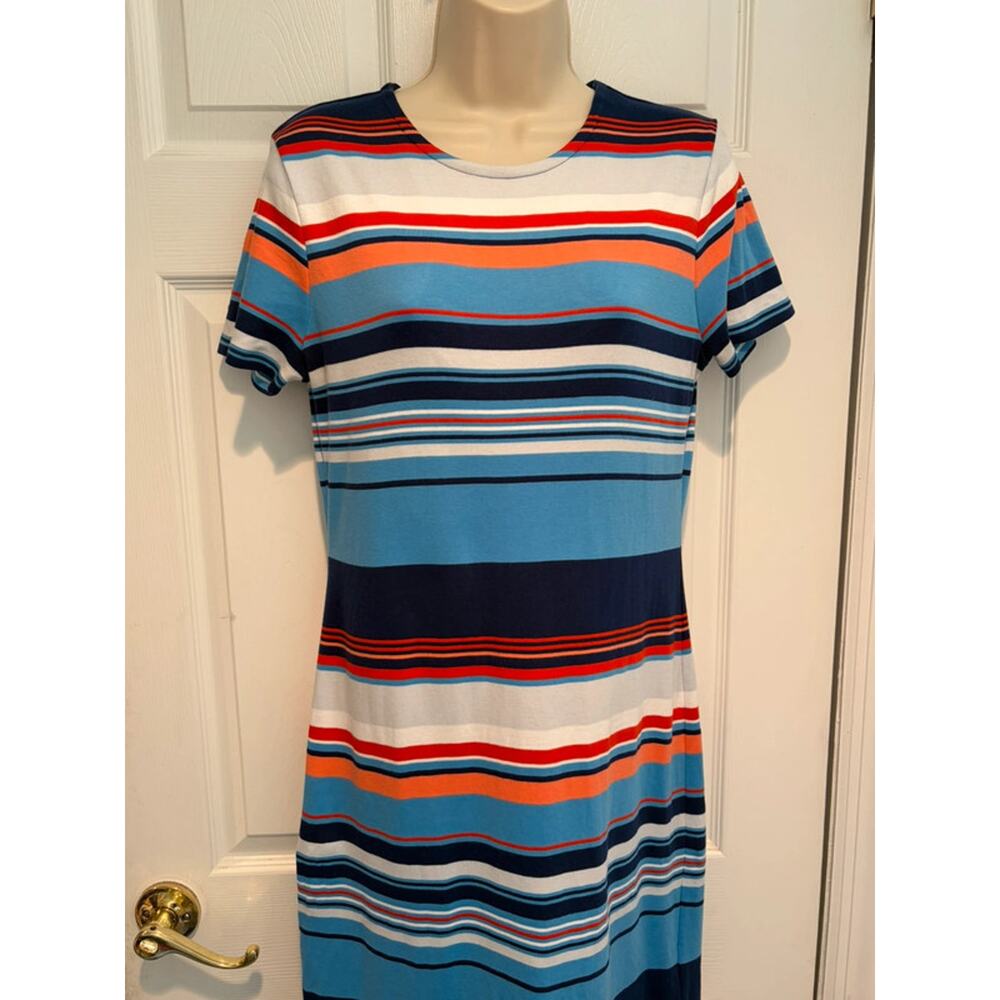 Brooks Brothers Dress S Striped Cotton Nautical Blue Red USA Fit Preppy Coastal